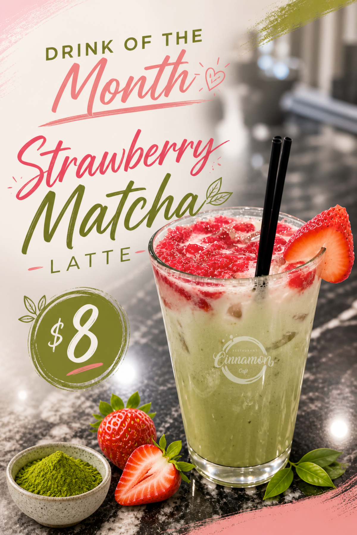 Strawberry Matcha Latte